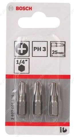 Биты Bosch PH3 25мм 3 шт 2607001515