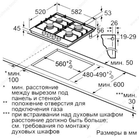 Газовая варочная панель Bosch PCP6A6B90R